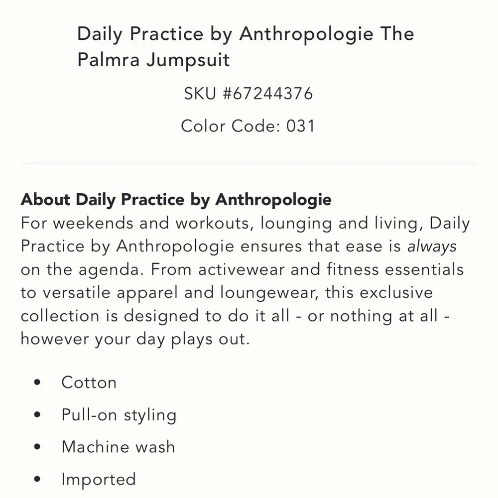 Anthropologie Daily Practice Palmra Jumpsuit - Picture 6 of 8